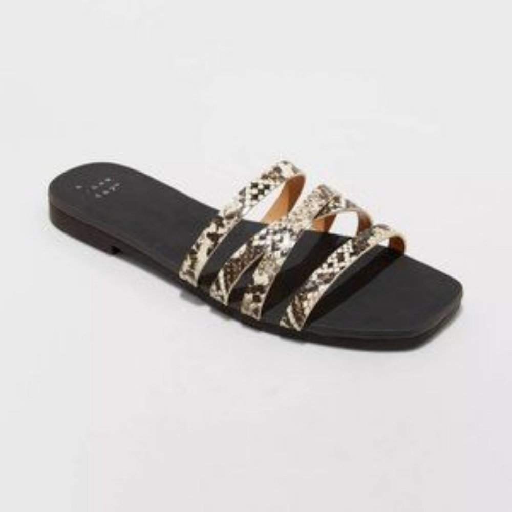 A New Day Joan Strappy Slide Sandals Gray 10
